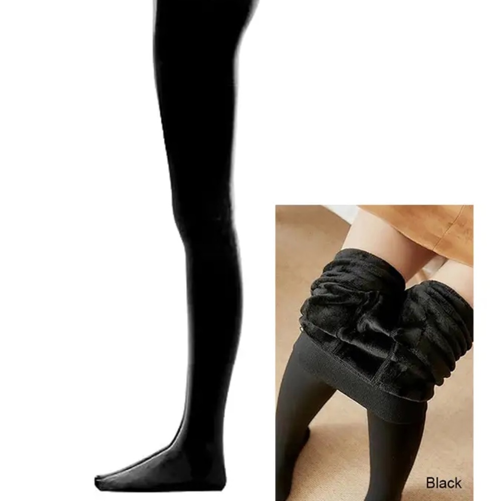 Black Laura Fleece Lined Tights